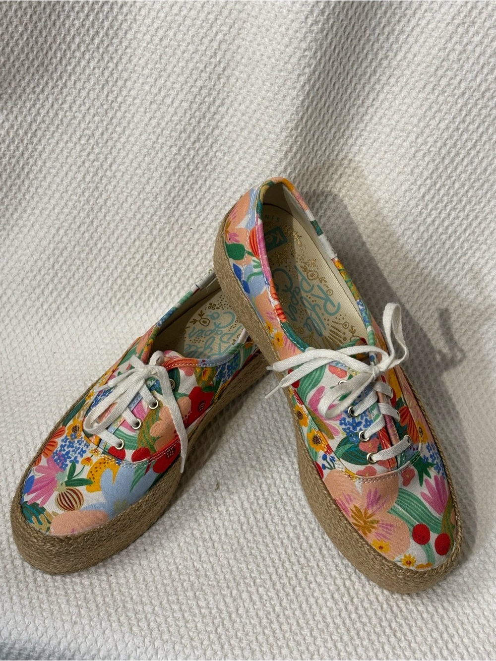 KEDS RIFLE PAPER COMPANY Sz 8.5 Floral Canvas Espadrille Sneakers EUC